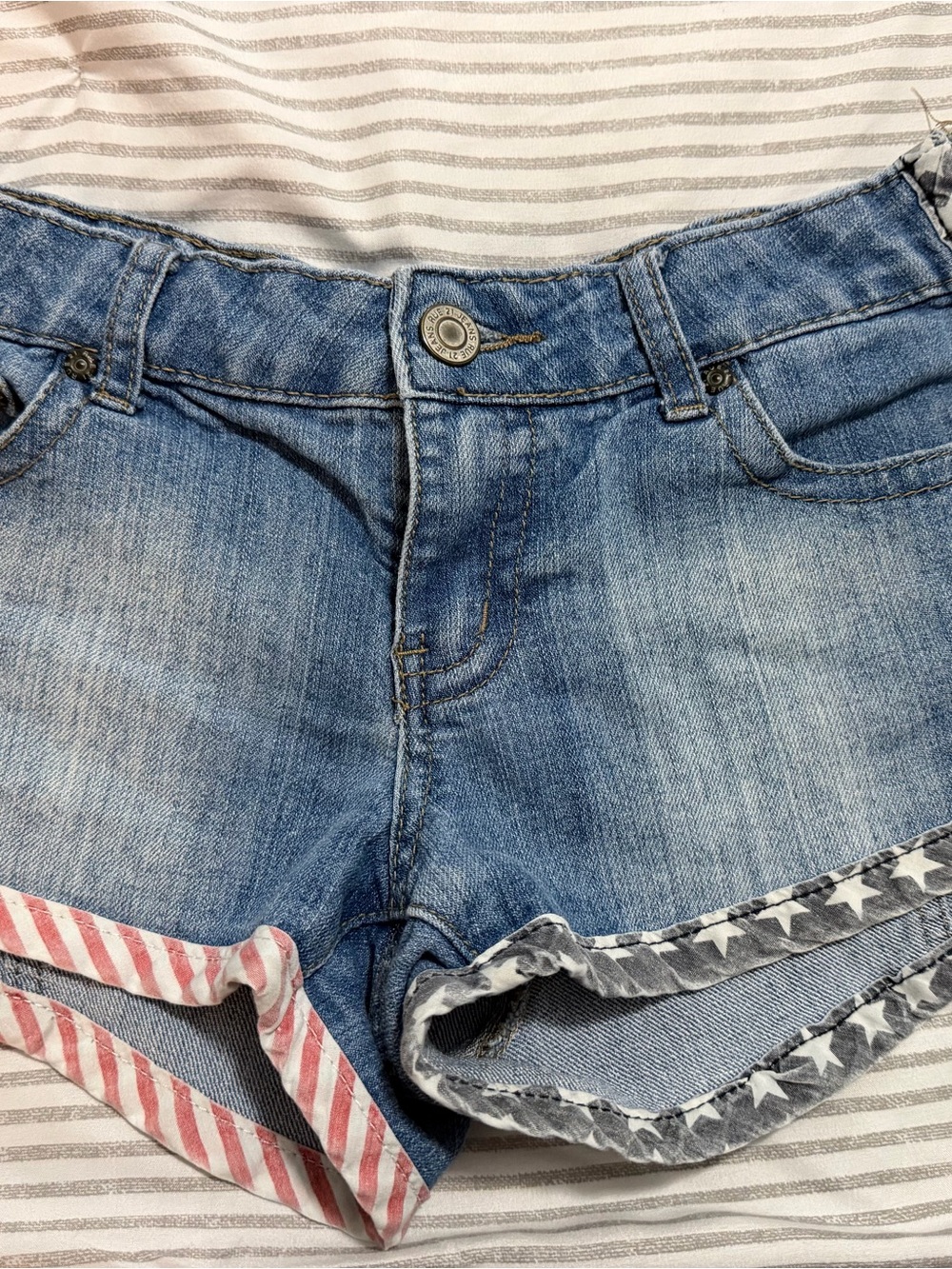 Rue21 Blue Denim Shorts with Stars & Stripes Trim